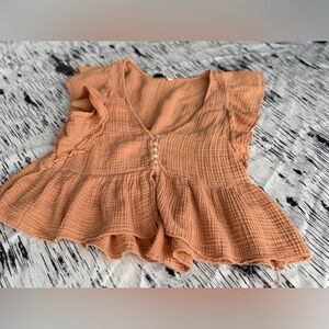 American Eagle Outfitters Ruffled Peach Blouse